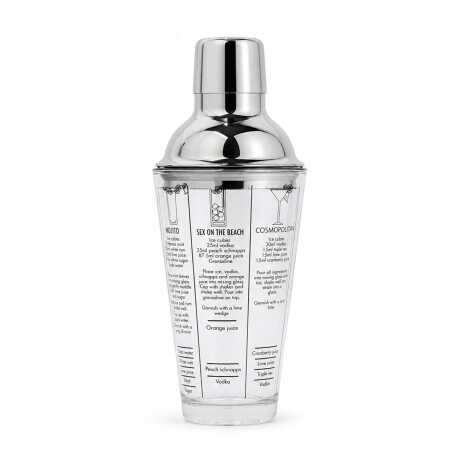 Coctelera de vidrio con medidas y recetas 400ml Sc