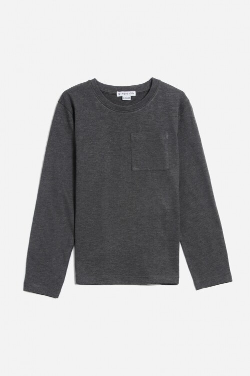 Remera básica manga larga GRIS OSCURO