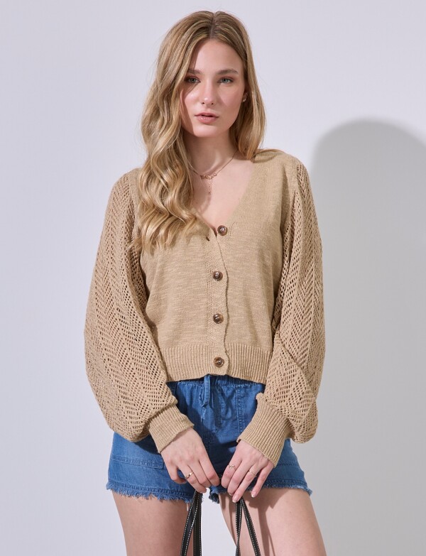 Cardigan Tejido Algodón BEIGE