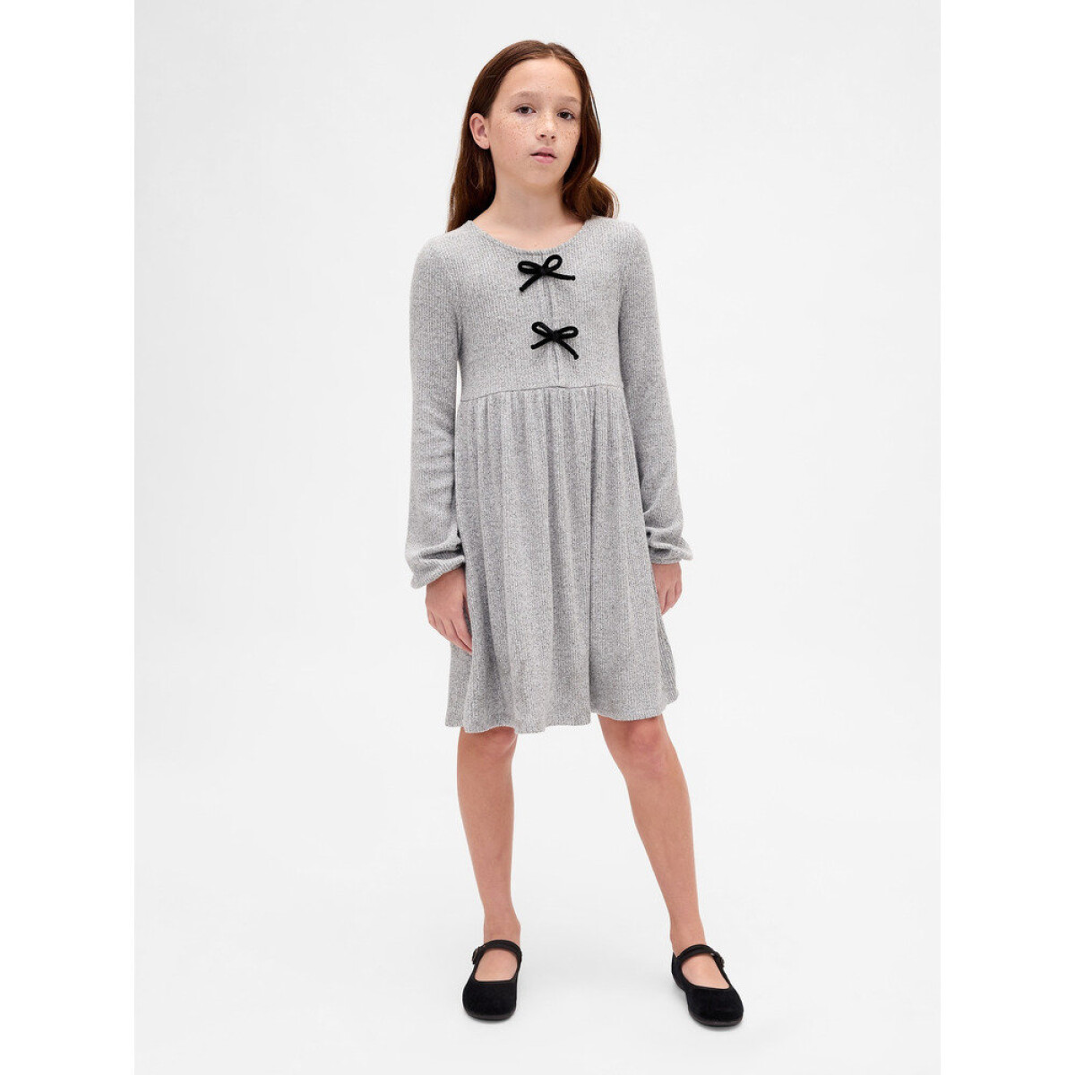 LS SNIT BOW FRONT DRS - HTHRGREYB08/HALO167 
