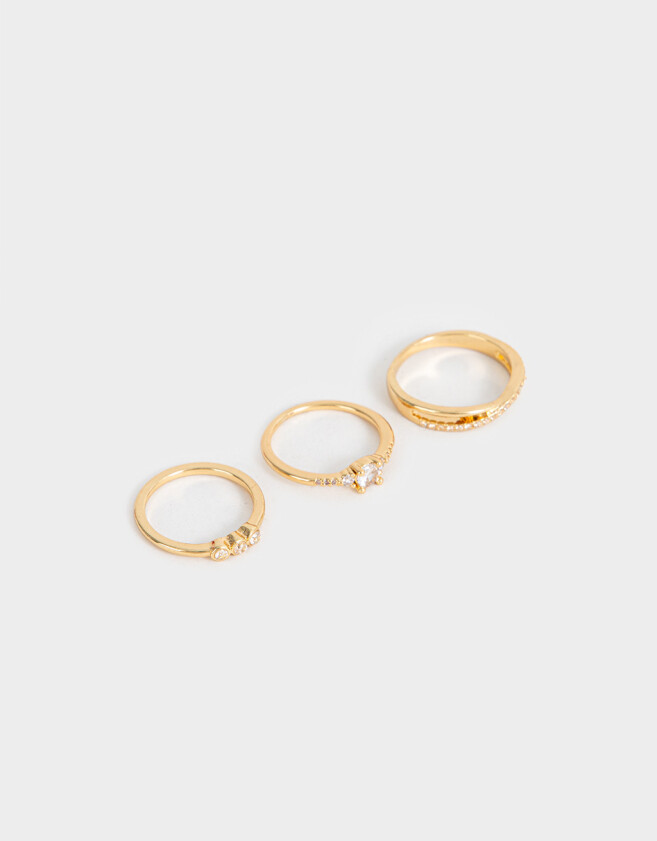 Sets Anillos Bañada en Oro Blanco Sets De Anillos - Dorado