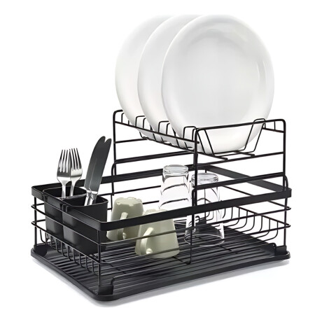 Escurridor Escurre Platos Doble Extraíble De Metal Cocina Negro