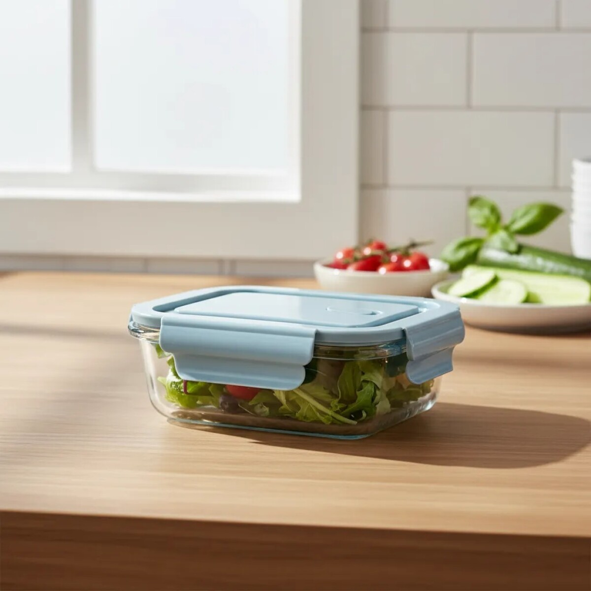 Recipiente Rectangular de Vidrio C/Trabas 410 Ml - X-BX1003 