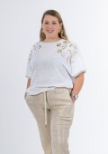 Blusa de lino con detalles dorados Importación italiana Blusa de lino con detalles dorados Importación italiana