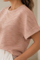 BLUSA C339/16 ESCOTE REDONDO Y ABERTURA EN ESPALDA CON RUEDO ITALIANO Nude