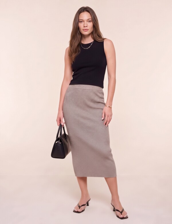 Falda Midi Tejida GRIS