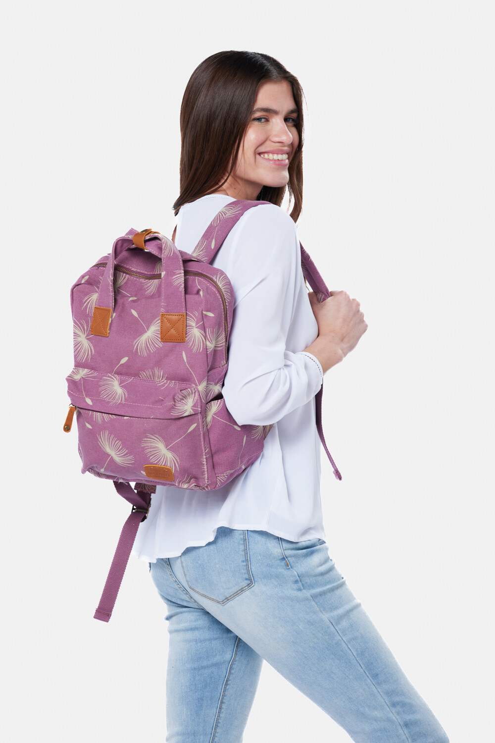 MOCHILA DE LONA ESTAMPADA Rosado