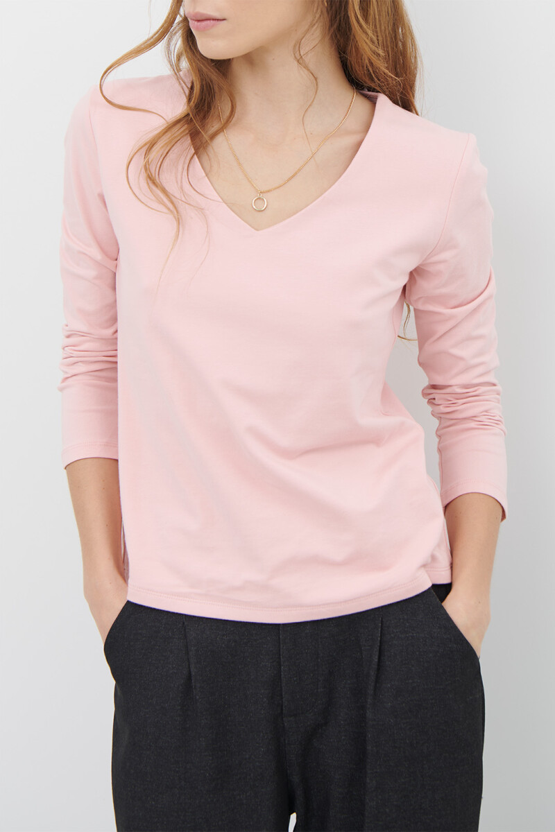 REMERA V M/LARGA ROSA