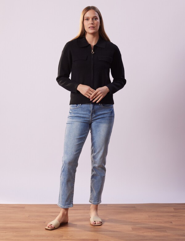 Cardigan Zip NEGRO