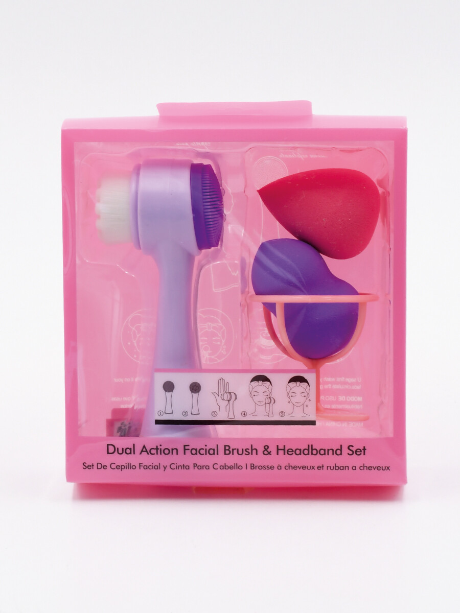 SET ESPONJAS Y CEPILLO FACIAL 4 PCS - LILA 