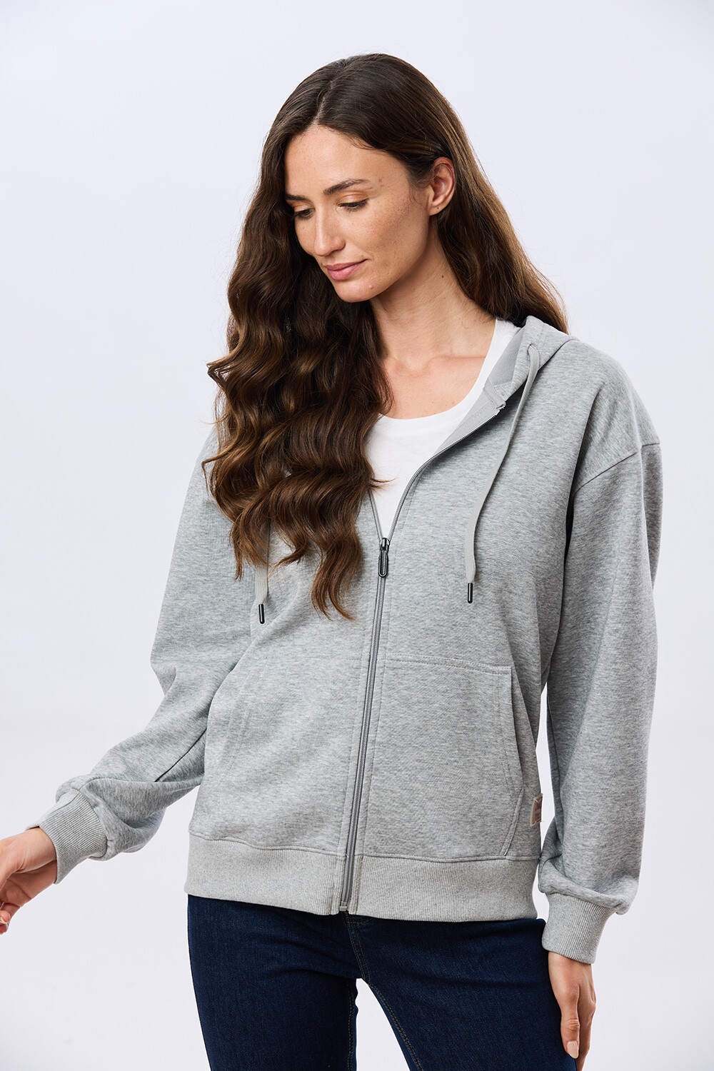 CAMPERA DE ALGODÓN CON CAPUCHA Gris Claro