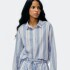 CAMISA ML FEM CELESTE A RAYAS
