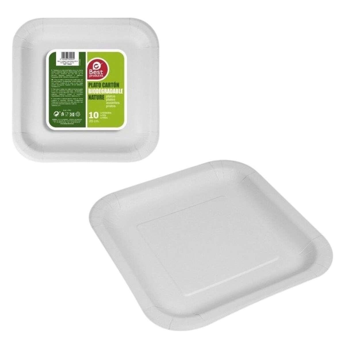 Plato Cuadrado 23Cm Blanco Nature 