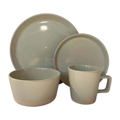 Juego de Vajilla Cerámica 16 Piezas Platos Bowls Tazas 385ml Beige