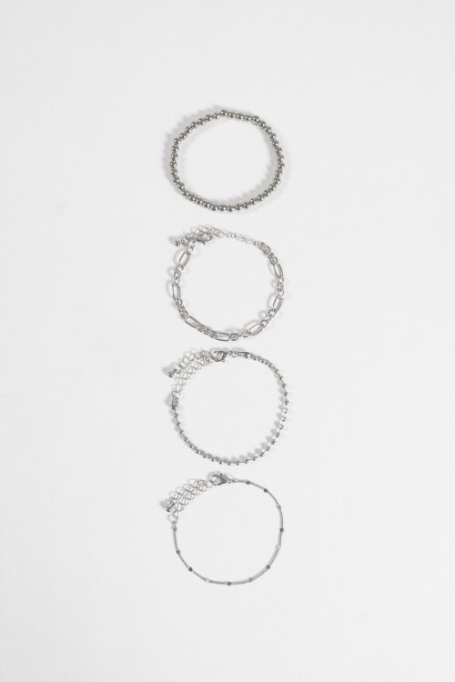 Set de 5 pulseras plateado