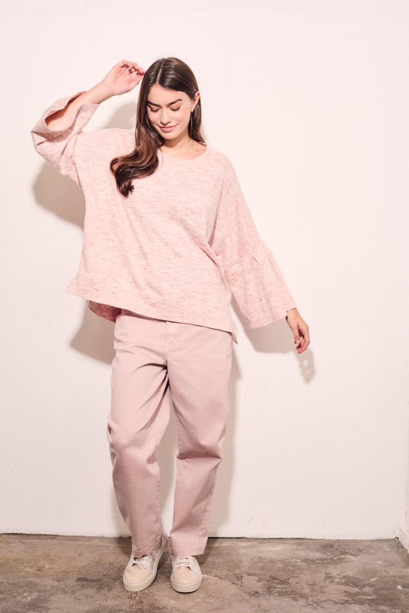 Sweater Manga Volado Rosa