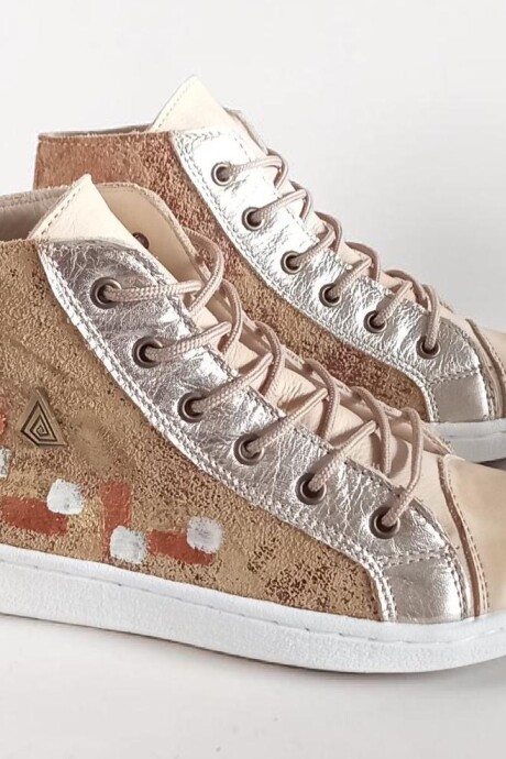 Bota Daria Natural Con Jaspeado Y Arte Bota Daria Natural Con Jaspeado Y Arte