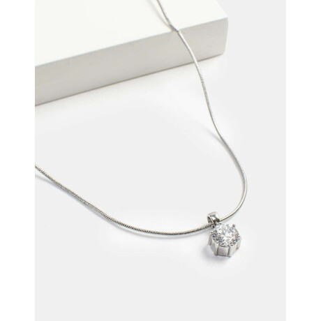 Cadena Corta Dije Strass Plateado Rodio