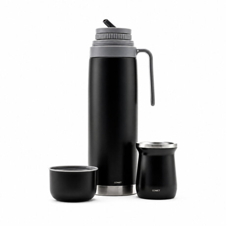 Set Matero Bologna Termo 1L + Mate Térmico Acero Inoxidable Negro
