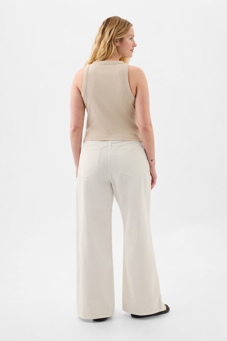 Jean Wide Leg Tiro Alto Crop Mujer New Off White