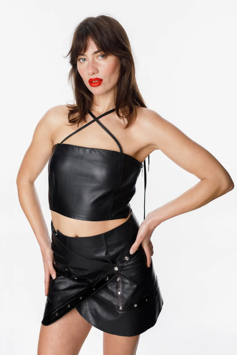 Falda Leather Irisa negro l