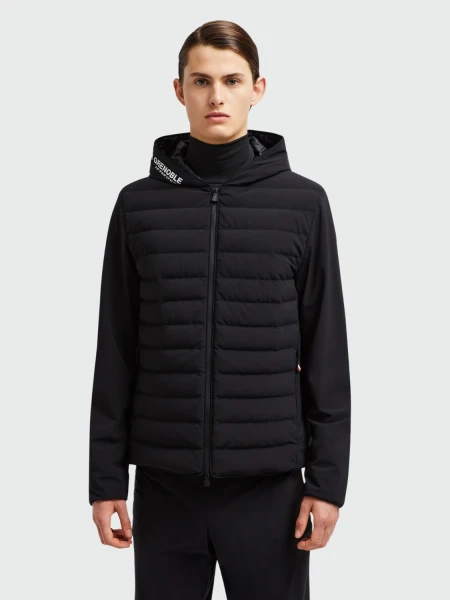 Moncler - Cardigan acolchado con relleno de plumas con capucha Negro