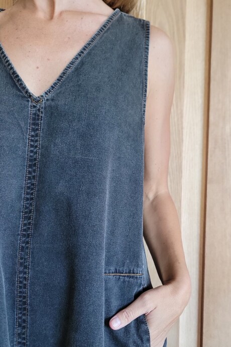 Vestido Formentera Denim Negro Picado