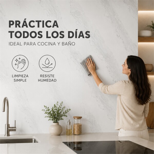 Pack x20 Placa PVC Símil Mármol 2,44x1,22m 3mm Resistente Gris Veteado
