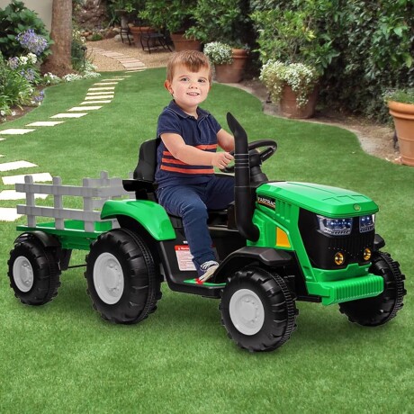 Tractor con Remolque Lumax a Batería con Luces, Sonido, MP3 y USB Verde
