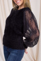 Sweater de chenille con encaje Negro