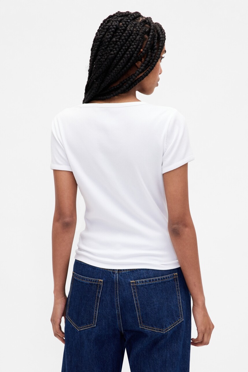 Remera Rib Mujer Fresh White