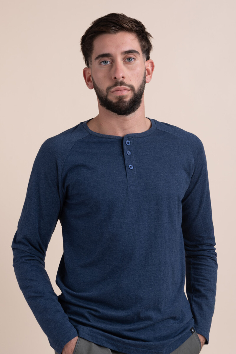 Camiseta manga larga combinada - Azul marino 