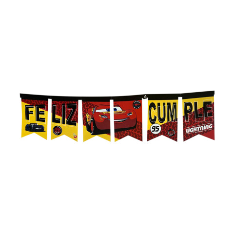 Cotillón Banderín Cartel Feliz Día Cars 150 cm Diseño Surtido U