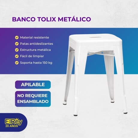 Banco Taburete Metálico Tolix Calidad Cocina Jardín Blanco