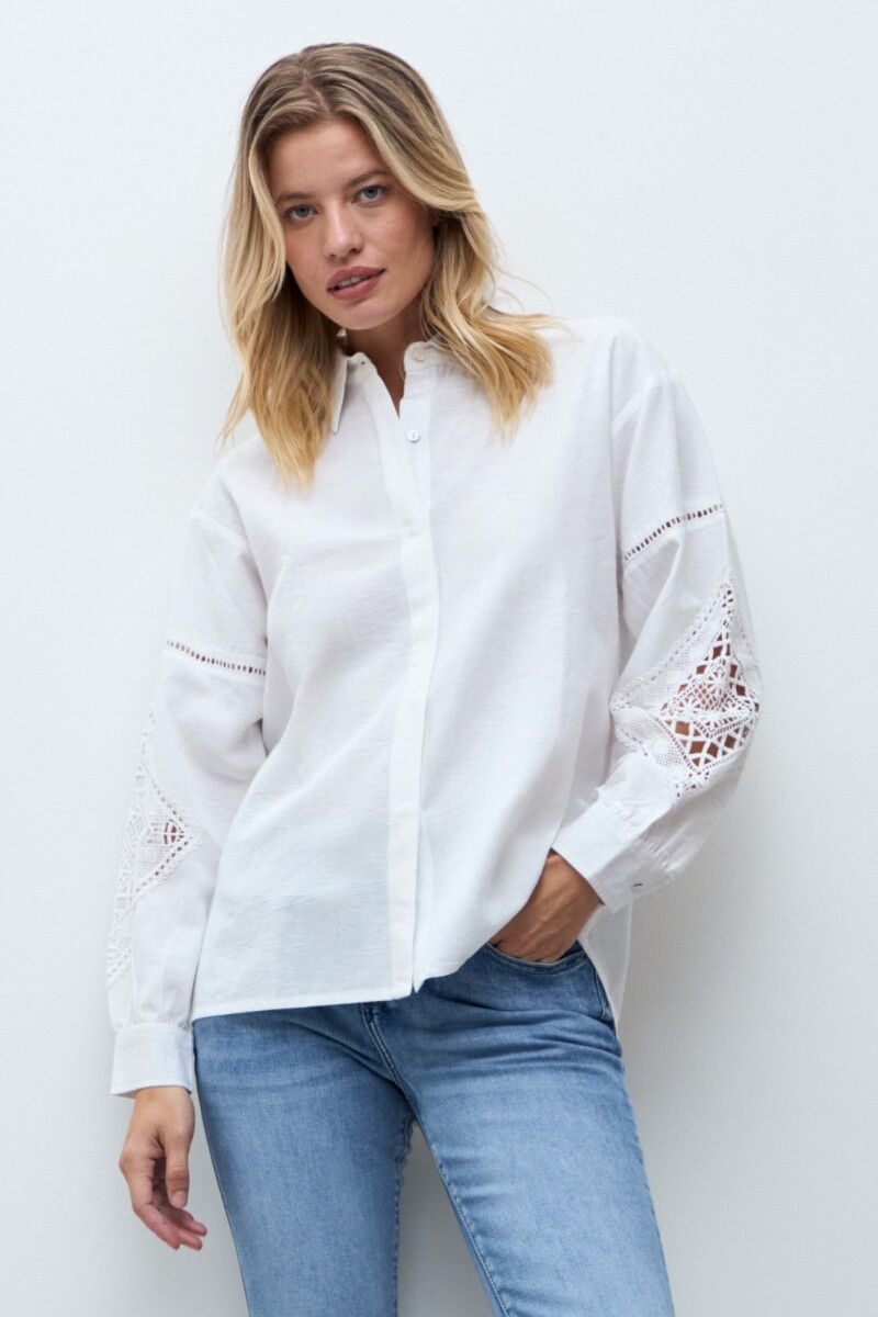 Camisa mangas caladas blanco