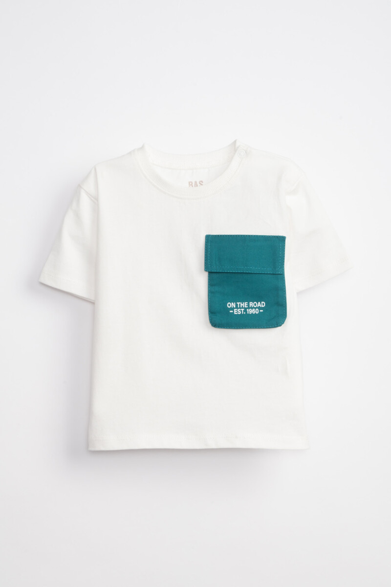 Remera manga corta con bolsillos - Blanca 