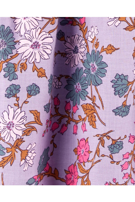 Vestido de algodón con volados, diseño floral. Talles 6-24M Sin color