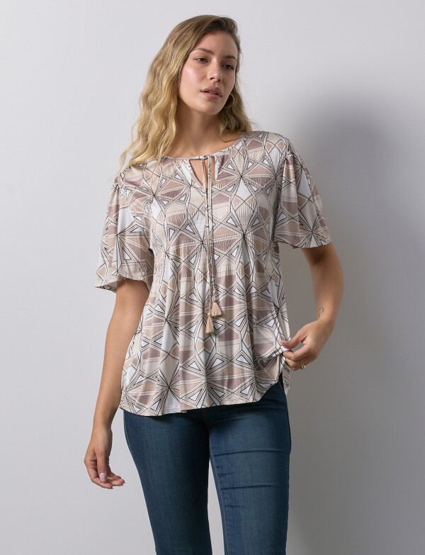 Blusa Plisada BEIGE/MULTI