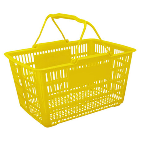 Canasto Cesto Supermercado Calado c/Asas Plástico 43x31x24Cm Amarillo