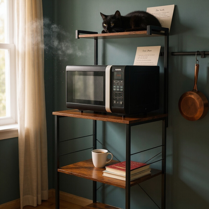 Mueble auxiliar Rack organizador 4 niveles de cocina Hierro y MDF Sin Color