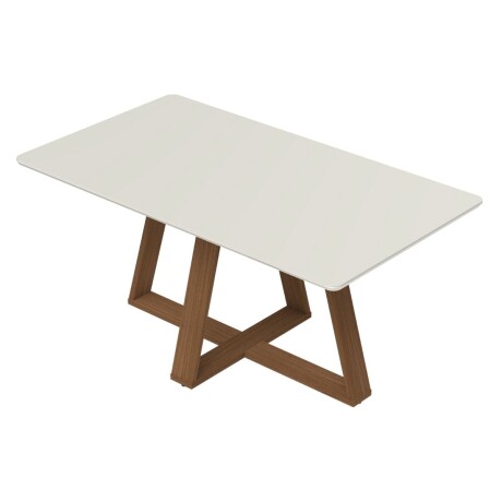 Mesa de comedor Avena - Con vidrio - 160 Canela y Off White