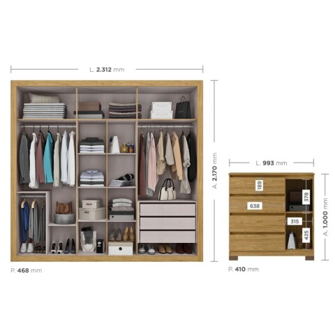 Juego de Dormitorio Ropero Montecarlo 6 Puertas Comoda Vega 4 Cajones y Respaldo Oslo - Marrocos Juego de Dormitorio Ropero Montecarlo 6 Puertas Comoda Vega 4 Cajones y Respaldo Oslo - Marrocos