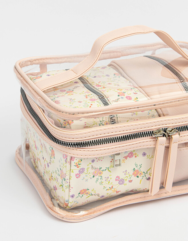 Porta Cosméticos Flores Set De Mix Estuches - Rosa Claro