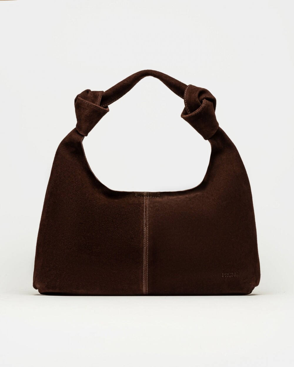 Cartera al hombro Juana en Cuero Gamuza Chocolate