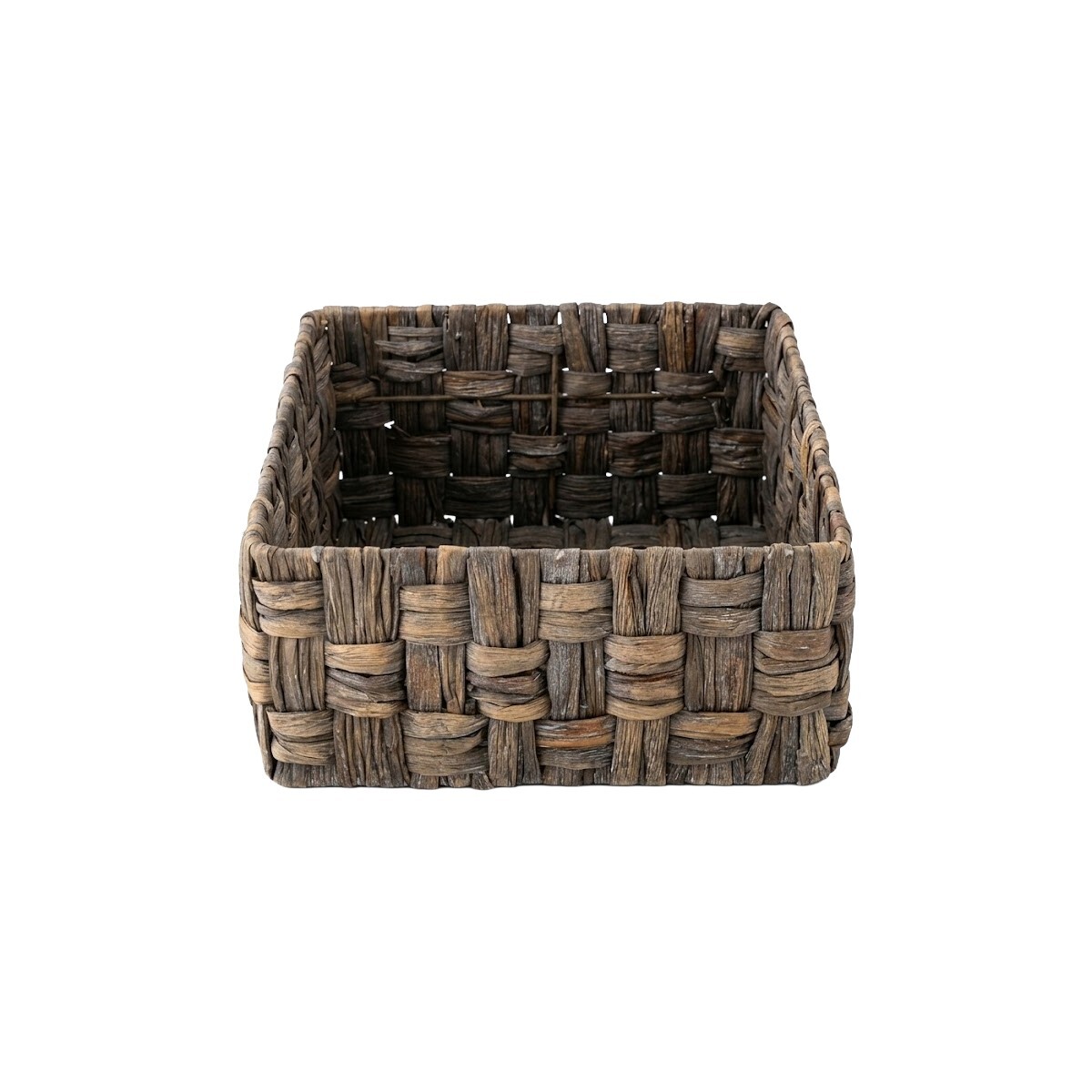 CESTA CUAD DE YUTE GRIS COMB 28X28X13CM MED 