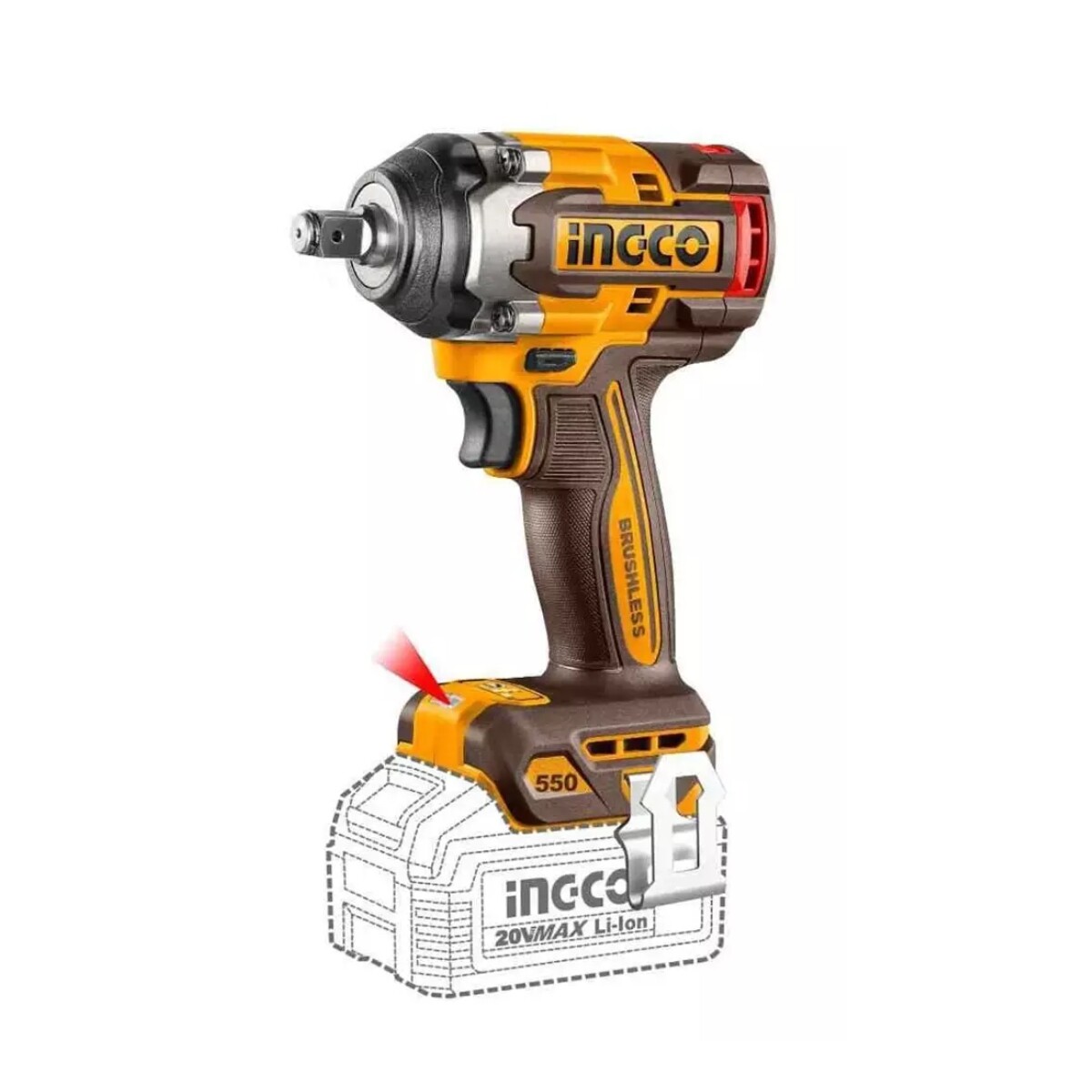 LLAVE DE IMPACTO 550NM A BAT + 2 BAT +CARG + 3DADOS INGO Llave De Impacto 550nm A Bat + 2 Bat +carg + 3dados Ingo