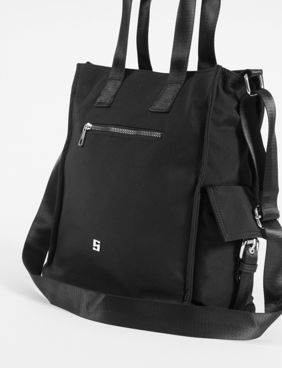 Bolso con dos bolsillos de tela - negro 