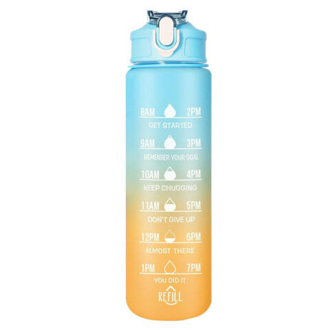 Botella De Agua Deportiva 750ml Motivacional Hidratacion Fit Variante Color Azul