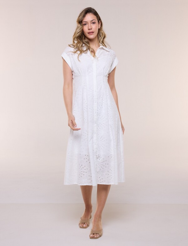 Vestido Camisero Broderie BLANCO