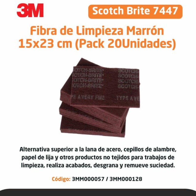 FIBRA DE LIMPIEZA MARRON 7447 150mm x 230mm - 3M FIBRA DE LIMPIEZA MARRON 7447 150mm x 230mm - 3M